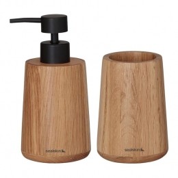 SealskinEarthBadkamerset-Zeepdispenser150ml-Tandenborstelbeker-Eiken