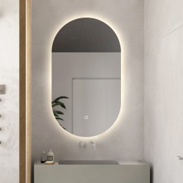 SaniclearParmaovalespiegelmetLED-verlichtingenspiegelverwarming100x50cm