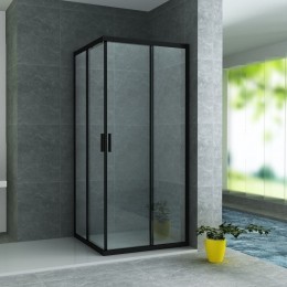 BWSDouchecabineHayesVierkant90x90x195cmMatZwartAluminiumProfiel
