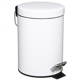 5FivePedaalemmer-wit-metaal-3L-25cm-prullenbak