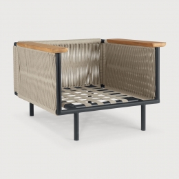 EthnicraftOutdoorLoungestoelCorbeyTeakhoutenaluminiumZonderkussen-Zwart