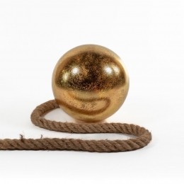 GlassBallGoldFoil18CmOn100CmThickRopeHanger15-Annascollection