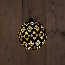 GlassBallBaroqueBlackGold15Cm12LedWarmWhite-Annascollection