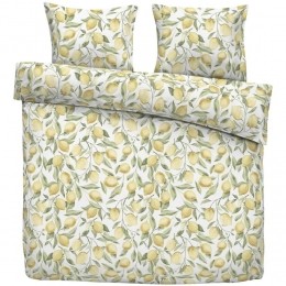 LeenBakker-DekbedovertrekLimone-Witgeel-200x220Cm-Polyester-GeelWit