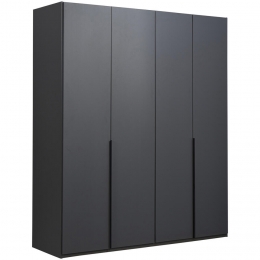 LeenBakker-KledingkastMilaan4-deurs-Grafiet-208x180x58Cm-Spaanplaat-GrijsZwart