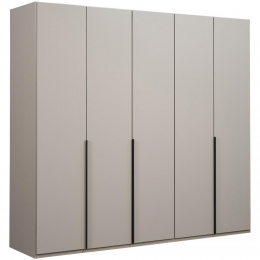 LeenBakker-KledingkastMilaan5-deurs-Kiezel-236x225x58Cm-Spaanplaat-Beige