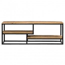 LeenBakker-TV-dressoirKyan-Zwartnaturel-50x150x35Cm-HoutMetaal-BruinZwart