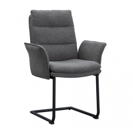 LeenBakker-EetkamerstoelEvi-Antraciet-Stof-Grijs-64x645x97Cm