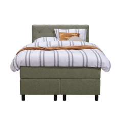 25korting-LeenBakker-BoxspringLivGeruit-120x200Cm-RondePoot-Stof-Groen