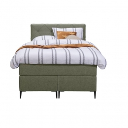 25korting-LeenBakker-BoxspringLivGeruit-120x200Cm-SlankePoot-Stof-Groen