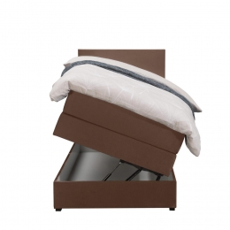 25korting-LeenBakker-BoxspringMetOpbergruimteLivEgaal-90x200Cm-StofVelvet-Bruin