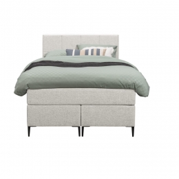 25korting-LeenBakker-BoxspringLivGeblokt-Ecru-120x200Cm-SlankePoot-Stof-Crme