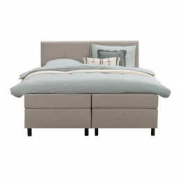 25korting-LeenBakker-BoxspringLivGeblokt-160x200Cm-RondePoot-Stof-Beige
