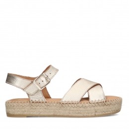 Goudenmetallicsandalenmettouwzool