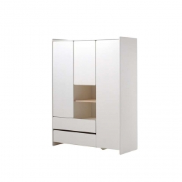 25korting-LeenBakker-VipackKledingkastKiddy3DeurenEn2Lades-138x190x54Cm-GrenenhoutMDF-Wit