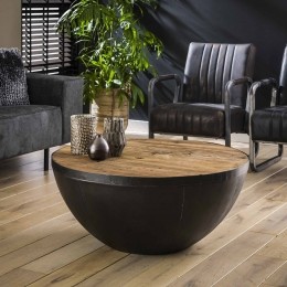 LifestyleFurnSalontafelRaft-ZwartNaturel90cm-Rond