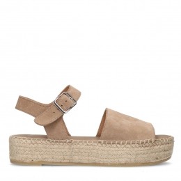 Beigesudesandalenmettouwzool