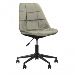LeenBakker-BureaustoelSenja-Geblokt-ZwartMetaal-Velvet-Groen-65x65x875Cm