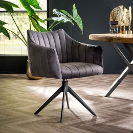 LifestyleFurnDraaibareEetkamerstoelKirinVelvet-Antraciet