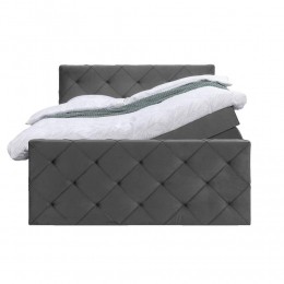 25korting-LeenBakker-BoxspringMetOpbergruimteEnVoetbordLivGeruit-140x200cm-StofVelvet-Grijs