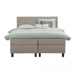 25korting-LeenBakker-BoxspringLivEgaal-160x200Cm-VierkantePoot-Stof-Beige