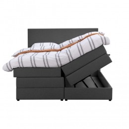 25korting-LeenBakker-BoxspringMetOpbergruimteLivEgaal-Antraciet-160x200Cm-Stof-Grijs
