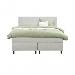25korting-LeenBakker-BoxspringLivGeblokt-Ecru-140x200Cm-RondePoot-Stof-Crme