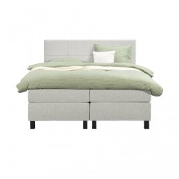25korting-LeenBakker-BoxspringLivGeblokt-Ecru-160x200Cm-VierkantePoot-Stof-Crme