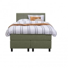 25korting-LeenBakker-BoxspringLivGeblokt-120x200Cm-RondePoot-Stof-Groen