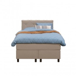 25korting-LeenBakker-BoxspringLivGeruit-120x200Cm-RondePoot-Stof-Beige