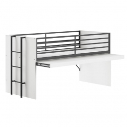 25korting-LeenBakker-HalfhoogslaperSammie90x200cm-MetBureau-Metaal-Wit-219x98x117Cm
