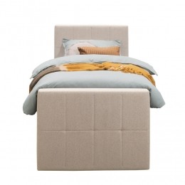 25korting-LeenBakker-BoxspringMetVoetbordLivGeblokt-90x200Cm-VierkantePoot-Stof-Beige