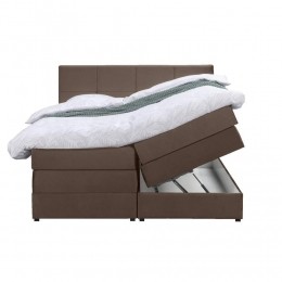 25korting-LeenBakker-BoxspringMetOpbergruimteLivGeblokt-180x200Cm-StofVelvet-Bruin