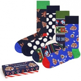 Happysocks4stuksGingerbreadCookiesGiftBoxActie