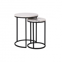 RichmondBijzettafelLexingtonMarmerenStaalSetvan2stuks-Zwart-Rond