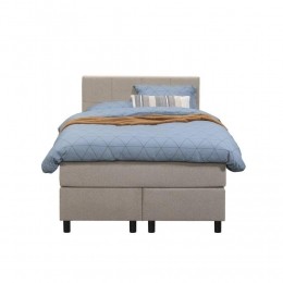 25korting-LeenBakker-BoxspringLivGeblokt-120x200Cm-RondePoot-Stof-Beige