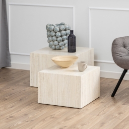 BendtVierkanteSalontafelFlavianTravertinlookSetvan2stuks-Beige
