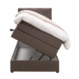 25korting-LeenBakker-BoxspringMetOpbergruimteLivGeruit-Donker-90x200Cm-Stof-Bruin