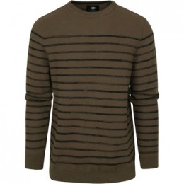 SweaterPetrolIndustriesTruiStreepDonkergroen