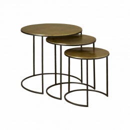 RENEWBijzettafelMarinaSetvan3stuks-BrassAntique-Rond