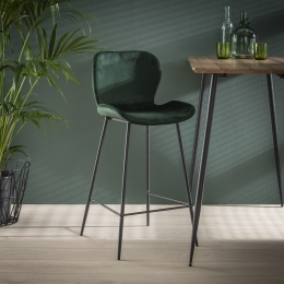 BarstoelGaelVelvet-Groenzithoogte67cm