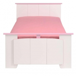 25korting-LeenBakker-KinderbedKiki-Witroze-90x200Cm-Spaanplaat-WitRoze-2066x1033x787Cm