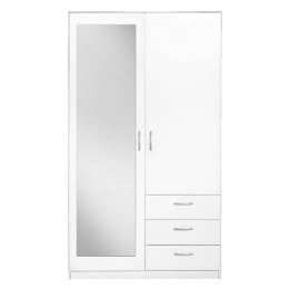 25korting-LeenBakker-KledingkastVaria2-deursMetSpiegel-175x97x50Cm-Spaanplaat-Wit