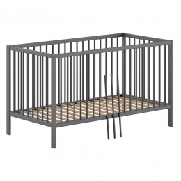 25korting-LeenBakker-PeuterbedDino70x140cm-Verstelbaar-AntracietDennen-Hout-Zwart-144x755x844Cm