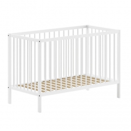 25korting-LeenBakker-VipackBabybedDino-60X120Cm-Verstelbaar-Dennen-Hout-Wit-1244x654x844Cm