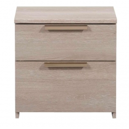 LeenBakker-NachtkastjeTempo-2Lades-GrijsEikenkleur-Spaanplaat-Bruin-44x44x34Cm