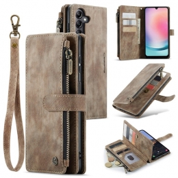 CaseMe-TelefoonhoesjegeschiktvoorSamsungGalaxyA244G-WalletBookCasemetritssluiting-Magneetsluiting-Bruin