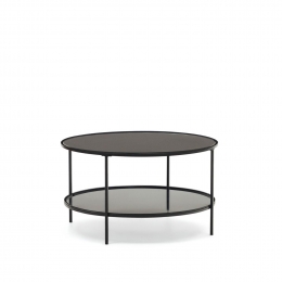 KaveHomeRondeSalontafelGildaGlasenMetaal80cm-Zwart