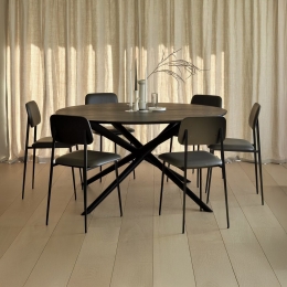 EthnicraftRondeEettafelMikadoGevernistEikenhout150cm-Zwart