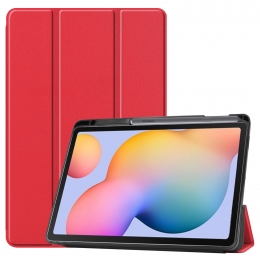 SamsungGalaxyTabS6Litehoes-Tri-FoldBookCasemetStylusPenhouder-Rood